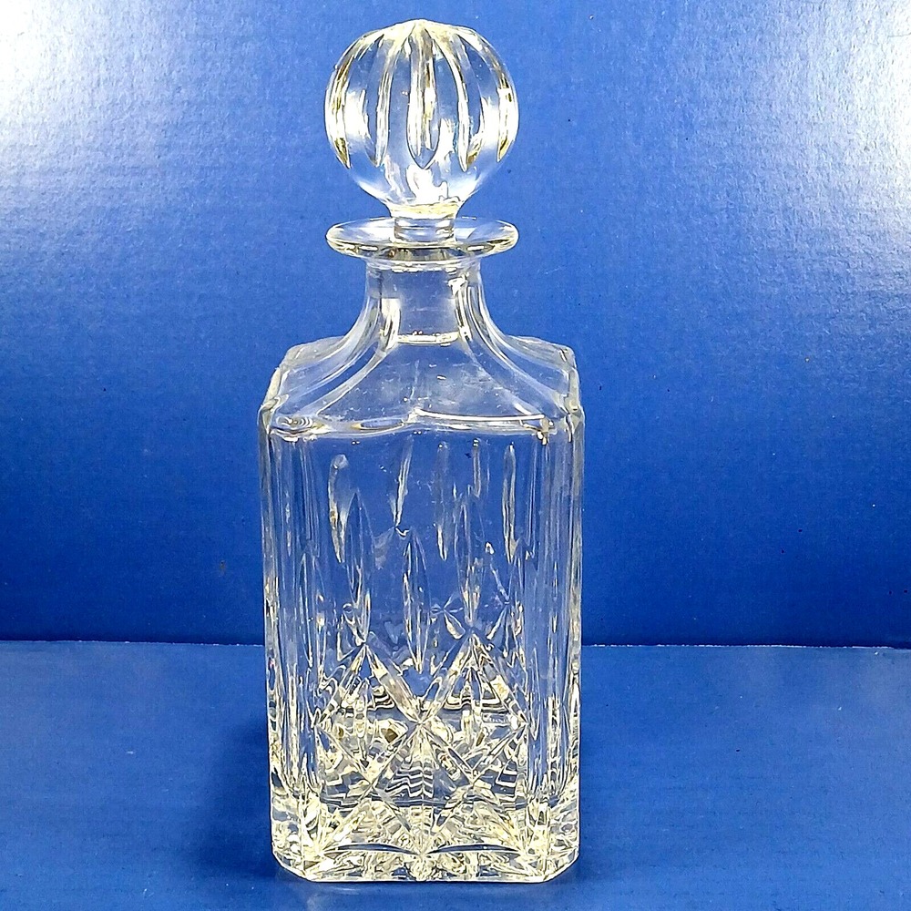 Lead Crystal Square Decanter Whiskey Liquor Poland